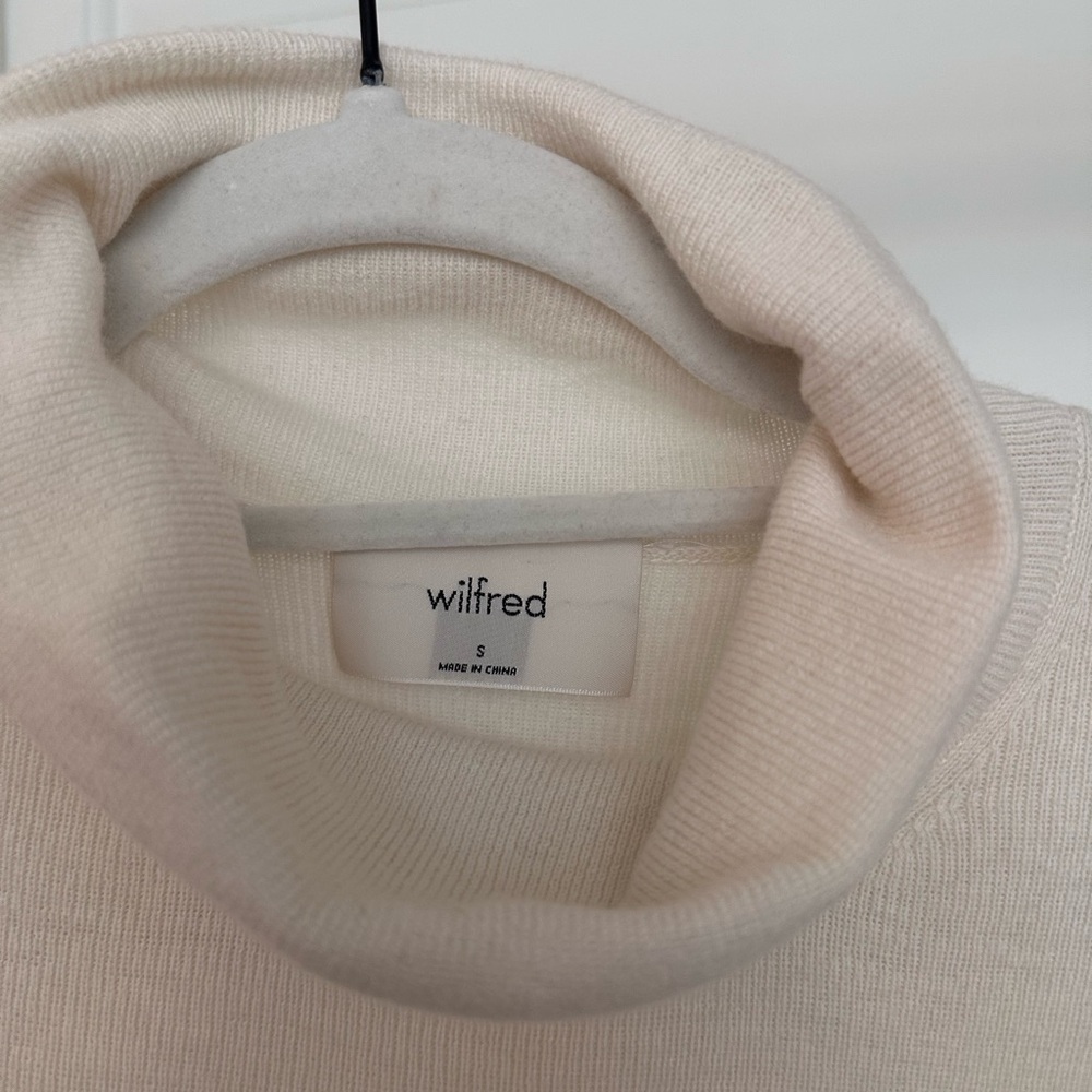 Aritzia Wilfred Cream Cowl Neck Cropped Sweater - Picture 3 of 5